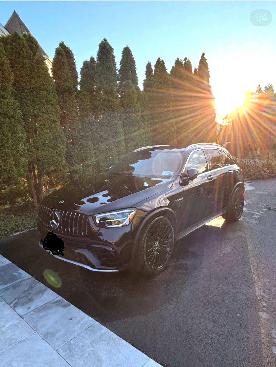 Black Mercedes-Benz GLC AMG at sunset